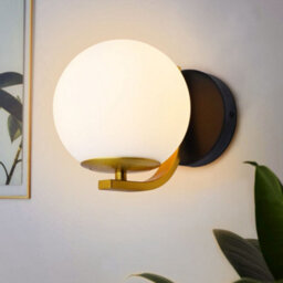 Long Life Lamps Company Indoor Brass Opal Globe Frosted Glass Wall Light H3138 - thumbnail 6