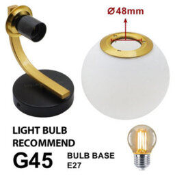 Long Life Lamps Company Indoor Brass Opal Globe Frosted Glass Wall Light H3138 - thumbnail 5