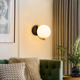 Long Life Lamps Company Indoor Brass Opal Globe Frosted Glass Wall Light H3138 - thumbnail 7