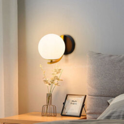 Long Life Lamps Company Indoor Brass Opal Globe Frosted Glass Wall Light H3138 - thumbnail 8