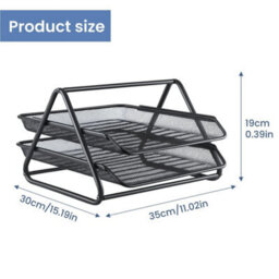 2 Tier Paper Tray Mesh Desk Organizer Office Desktop A4 File Filing Storage - thumbnail 4