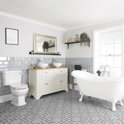 Homestylestore Antique White Bathroom Suite With Double Ended Slipper Bath, 1210mm Vanity Units And Close Coupled Toilet - thumbnail 1