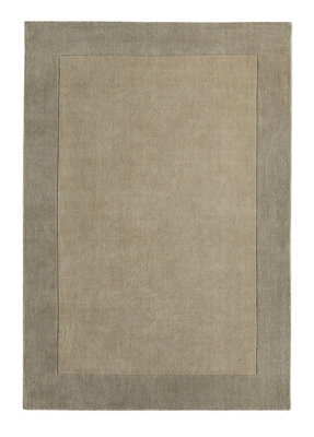 Taupe Wool Rug, Bordered Rug With 25mm Thickness, Handmade Rug For Bedroom, Living Room, & Dining Room-160Cm X 230Cm - image 1