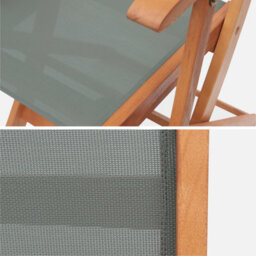 Sweeek - Pair Of Foldable Wooden Garden Chairs Almeria Khaki Green 54X58.7X89 Cm - thumbnail 3