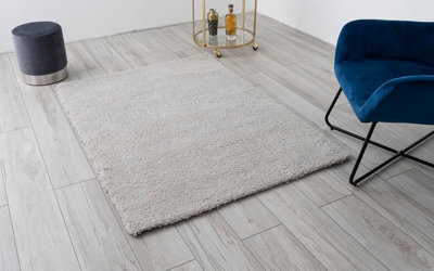 A.unique Home Rome Shaggy Living Room Bedroom Rug 110Cm X 150Cm Ultra-Soft 1050Gsm - 2.5Cm Low Pile Shaggy - Silver - image 1