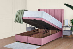 UKBEDFURNITURE Victoria Plush Pink End Opening Divan Ottoman Bed With 54 Inch Headboard - thumbnail 2