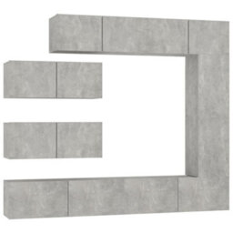 Berkfield 7 Piece Tv Cabinet Set Concrete Grey Engineered Wood - thumbnail 2