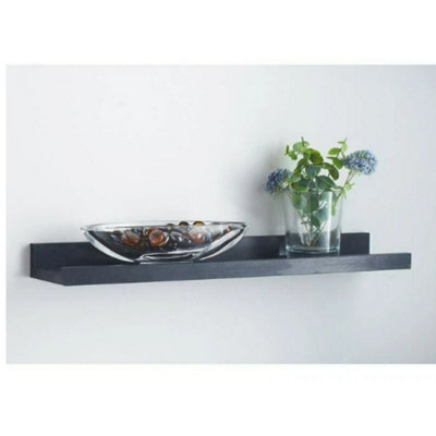 Grey Wooden Floating Wall Shelf 80Cm Wall Mounted Display Storage - image 1