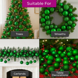 Neo Green 36Pcs Christmas Tree Ornaments Set Baubles Glitter Balls Holiday Festive Decorations - thumbnail 3