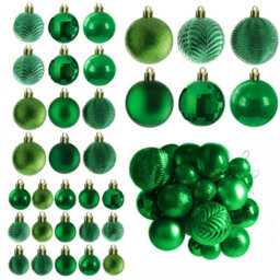 Neo Green 36Pcs Christmas Tree Ornaments Set Baubles Glitter Balls Holiday Festive Decorations - thumbnail 6