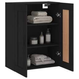Berkfield Wall Mounted Cabinet Black 69.5X34X90 Cm Engineered Wood - thumbnail 5
