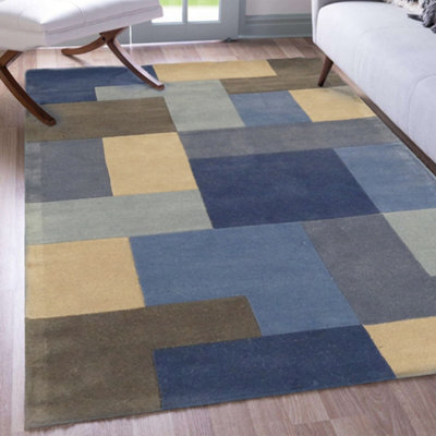 Lexus Blue Block Medium Rug, (L)170Cm X (W)120Cm - image 1