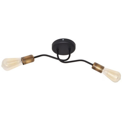 Luminosa Lighting Luminosa Harvard Multi Arm Semi Flush Ceiling Light Black, Patina 48Cm