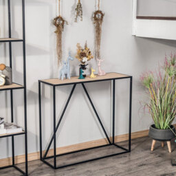 Nordlys Industrial Console Table With Wood Top Industrial Style Living Room - thumbnail 3