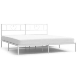Berkfield Metal Bed Frame With Headboard White 180X200 Cm 6Ft Super King Size - thumbnail 2