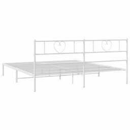 Berkfield Metal Bed Frame With Headboard White 180X200 Cm 6Ft Super King Size - thumbnail 7