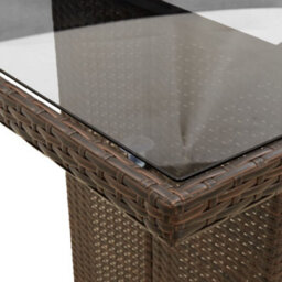 Walplus Garden Table With Glass Top Brown 240X90X75 Cm Poly Rattan - thumbnail 9