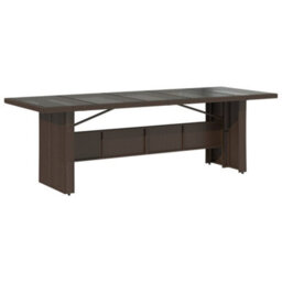 Walplus Garden Table With Glass Top Brown 240X90X75 Cm Poly Rattan - thumbnail 2