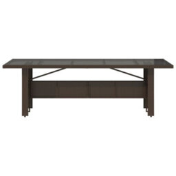 Walplus Garden Table With Glass Top Brown 240X90X75 Cm Poly Rattan - thumbnail 4