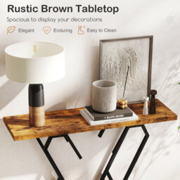 Costway Faux Marble Console Table Foyer Table With Adjustable Foot Pads-Coffee - thumbnail 7