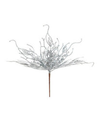 WeRChristmas 33 Cm Silver Glitter Twig Christmas Decoration Pick - thumbnail 1
