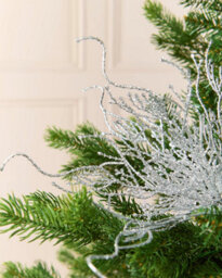 WeRChristmas 33 Cm Silver Glitter Twig Christmas Decoration Pick - thumbnail 3