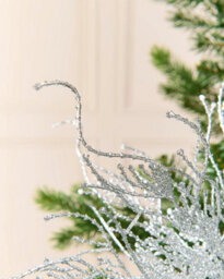WeRChristmas 33 Cm Silver Glitter Twig Christmas Decoration Pick - thumbnail 4