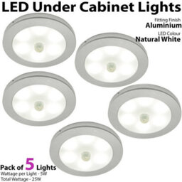 5-Pack Ultra-Slim Aluminium Under Cabinet Kitchen Lights With Pir Motion Sensor - Natural White Led - thumbnail 2