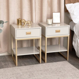 Melody Maison Large 2 Drawer Dressing Table And Pair Of Bedside Tables - Elle Stone Range - thumbnail 7