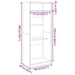 Berkfield Wardrobe Concrete Grey 80X50X200 Cm Engineered Wood - thumbnail 9