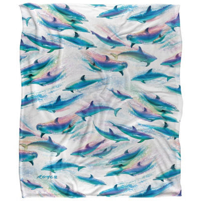 Royce Mcclure Dolphin Flow Silky Repeat Print Supersoft Blanket Multicoloured (152Cm X 127Cm) - image 1