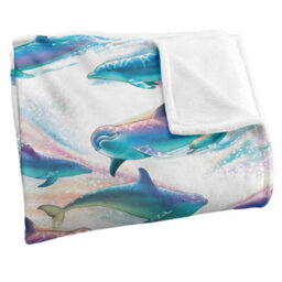 Royce Mcclure Dolphin Flow Silky Repeat Print Supersoft Blanket Multicoloured (152Cm X 127Cm) - thumbnail 3