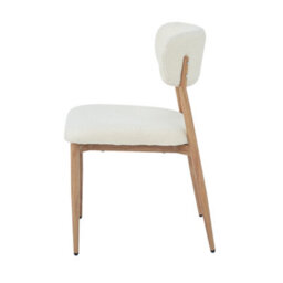 Btm Set Of 2 Metal Dining Chairs, Boucle Upholstery, Natural Wood Finish, For Home And Café - thumbnail 6