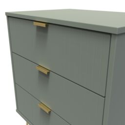 Linear Ready Assembled Matt Green No Effect 3 Drawer Wide Chest (H)740mm (W)575mm (D)395mm - thumbnail 4
