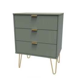 Linear Ready Assembled Matt Green No Effect 3 Drawer Wide Chest (H)740mm (W)575mm (D)395mm - thumbnail 1