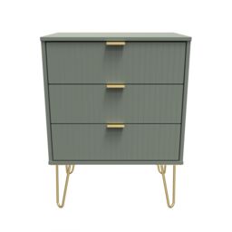 Linear Ready Assembled Matt Green No Effect 3 Drawer Wide Chest (H)740mm (W)575mm (D)395mm - thumbnail 2