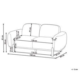 Beliani Sofa 2 Seater Odnes Boucle White - thumbnail 3