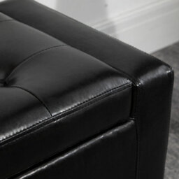 Homcom 40X90Cm Pu Leather Storage Ottoman Bench Wood Frame W/ Tufting Feet Black - thumbnail 6