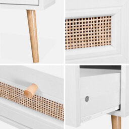 Sweeek - Coffee Table With Wood And Cane Effect Boheme Blanc Cassé 110X59X39 Cm - thumbnail 4
