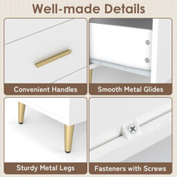 Gainoom 6 Drawer Dresser White Wooden Wide Chest Of Drawers W/ Anti-Toppling Device - thumbnail 7