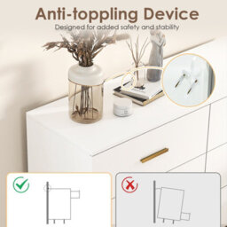 Gainoom 6 Drawer Dresser White Wooden Wide Chest Of Drawers W/ Anti-Toppling Device - thumbnail 9
