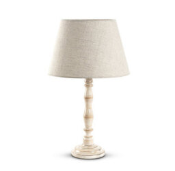 Cream White Wooden Bedside Table Lamp With Fabric Shade - 55Cm High, Living Room, Bedroom, Office Lighting Decor