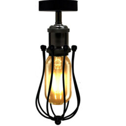 Retro Industrial Wall Light E27  Metal Lamp With Cage In Antique Style - thumbnail 1