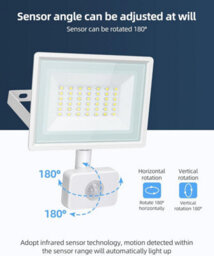 Aigostar Security Lights Outdoor Motion Sensor, 30W Pir Floodlight, 2510 Lumens Ip65 Waterproof 6500K Cool White - thumbnail 4