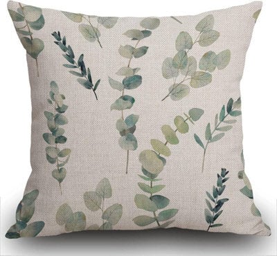Decorative Cushion Cover 45 X Cm, Watercolor Green Leaf Pattern With Eucalyptus Branches And Plant Motifs On Twigs - image 1