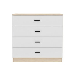 Urbnliving Height 73Cm 4 Drawer Wooden Bedroom Chest Cabinet Modern Oak Carcass And White Drawers Wide Storage Cupboard Closet - thumbnail 4