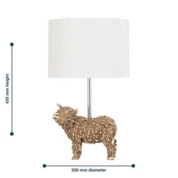 First Choice Lighting Angus Highland Cow Table Lamp With Oatmeal Linen Shade - thumbnail 9
