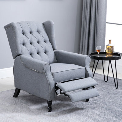 Homcom Manual Reclining Armchair Recliner With Footrest Grey - image 1