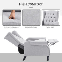 Homcom Manual Reclining Armchair Recliner With Footrest Grey - thumbnail 5