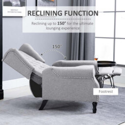 Homcom Manual Reclining Armchair Recliner With Footrest Grey - thumbnail 4